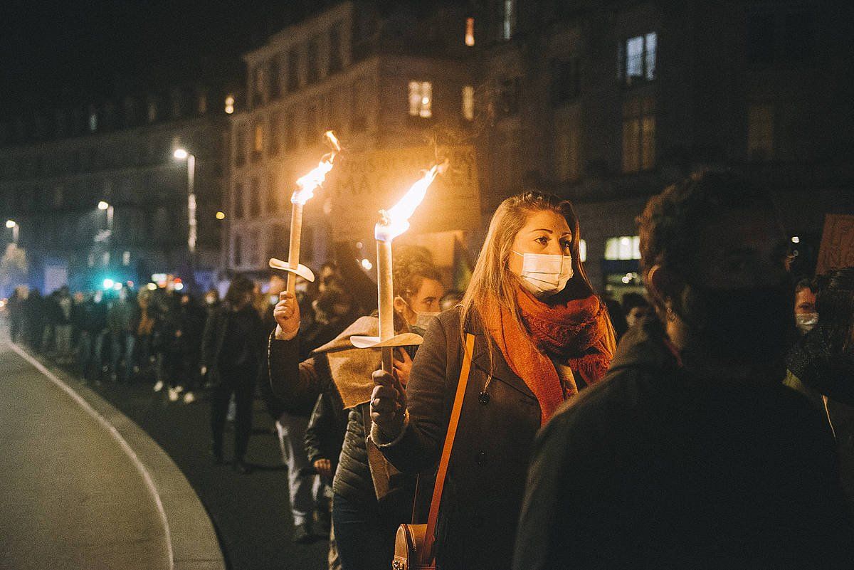 Indarkeria matxistaren kontrako mobilizazioa Baionan, artxiboko irudi batean. GUILLAUME FAUVEAU