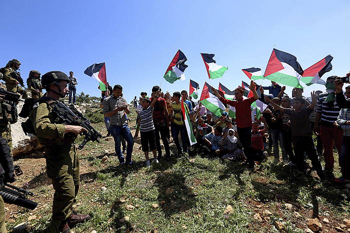 Nabulusen Israelek egin nahi duen kokaleku baten aurkako protesta. ALAA BADARNEH, EFE