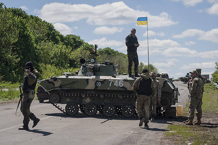 Ukrainako soldaduak, Sloviansk hiriaren kanpoaldean. R. P., EFE