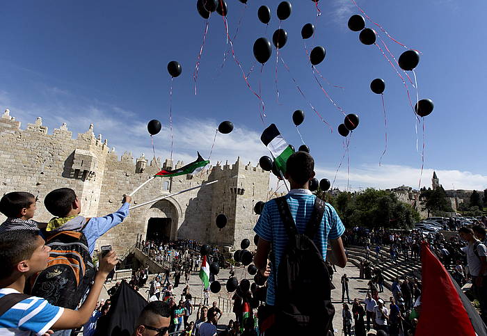 Nakba eguna oroitzeko ekitaldi bat, gaur, Jerusalemen. J. H., EFE