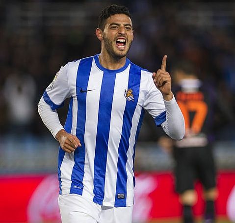 Carlos Vela, gol bat ospatzen, Anoetan. ANDONI CANELLADA / ARGAZKI PRESS