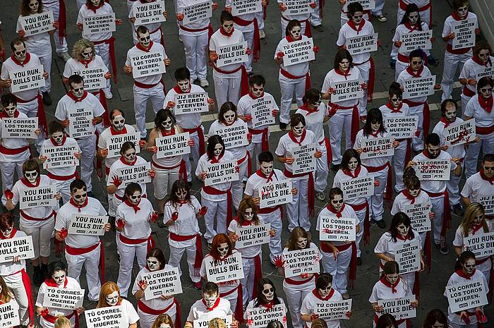 Entzierroen eta zezenketen kontrako protesta. IñIGO URIZ / ARGAZKI PRESS