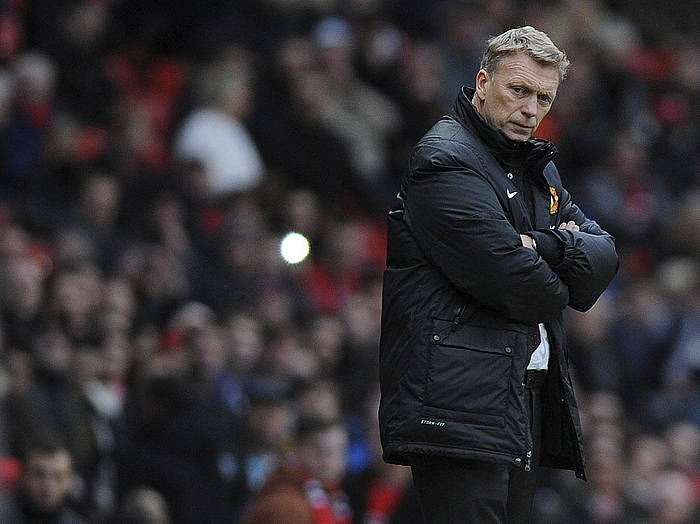 David Moyes, Ingalaterrako Ligako partida batean, Manchester United zuzentzen zuen garaian. PETER POWELL / EFE