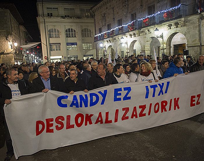 Candyko langileen manifestazioa, atzo, Bergaran. ANDONI CANELLADA / ARGAZKI PRESS