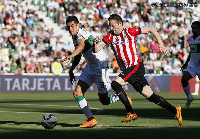 Athleticeko jokalariak, lehen zatiko une batean. MANUEL LORENZO / EFE