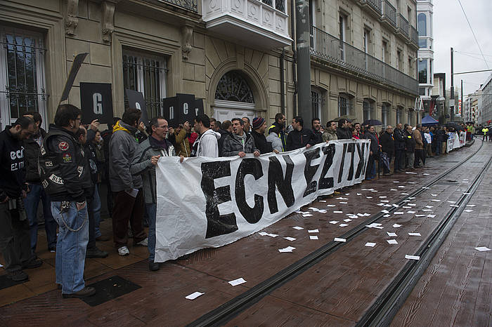 ECN lantegiko langileak, protesta batean. RAUL BOGAJO, ARGAZKI PRESS