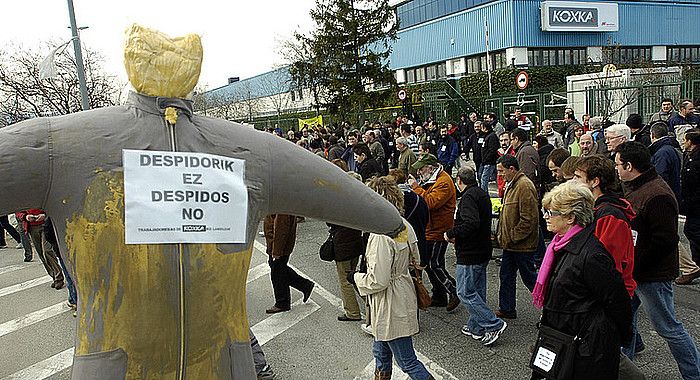 Koxkako langileek egindako protesta bat. JAGOBA MANTEROLA / ARGAZKI PRESS