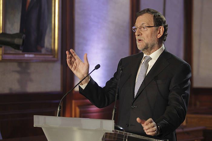 Mariano Rajoy, gaur Bejar herrian irakurri duen adierazpen instituzionalean. J. M. GARCIA, EFE