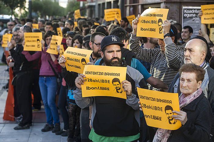 Ibon Esteban askatzearen aldeko elkarretaratzea Iruñean, maiatzean. JAGOBA MANTEROLA / ARGAZKI PRESS