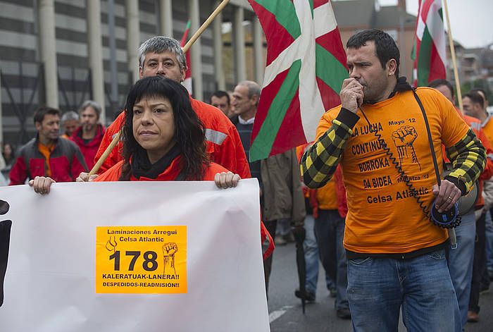 Laminaciones Arregi enpresako langileak protestan, 2013an. RAUL BOGAJO / ARGAZKI PRESS