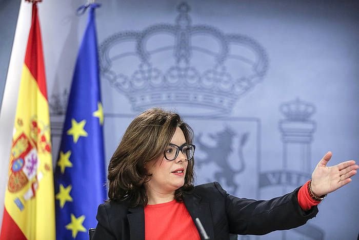 Soraya Saenz de Santamaria, Espainiako Gobernuaren ministroen kontseilu osteko agerraldian. EMILIO NARANJO / EFE