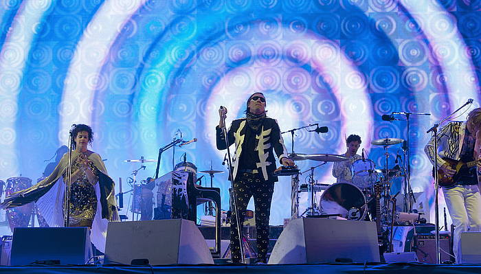 Arcade Fire taldearen kontzertu bat 2014ko ekainean, Glastonburyn. WILL OLIVER / EFE