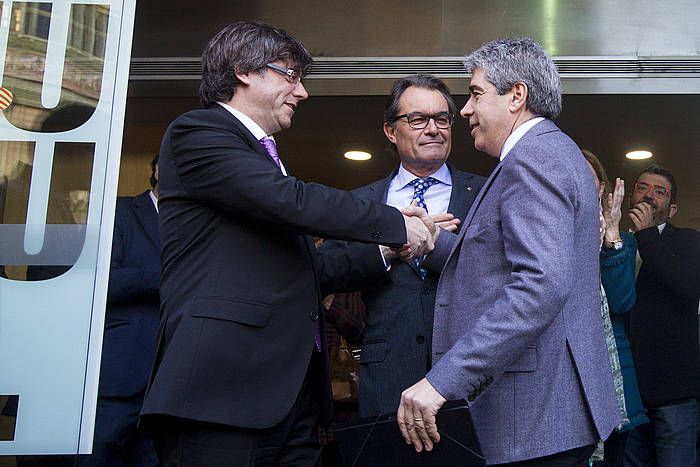 Puigdemont, Mas eta Homs, gaur goizean. QUIQUE GARCIA, EFE