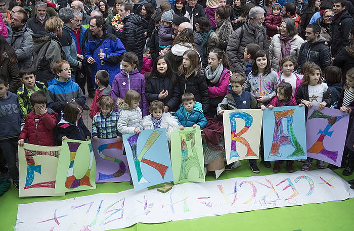 Haur eskola euskaldunaren aldeko besta, martxoan, Iruñean. JAGOBA MANTEROLA, ARGAZKI PRESS