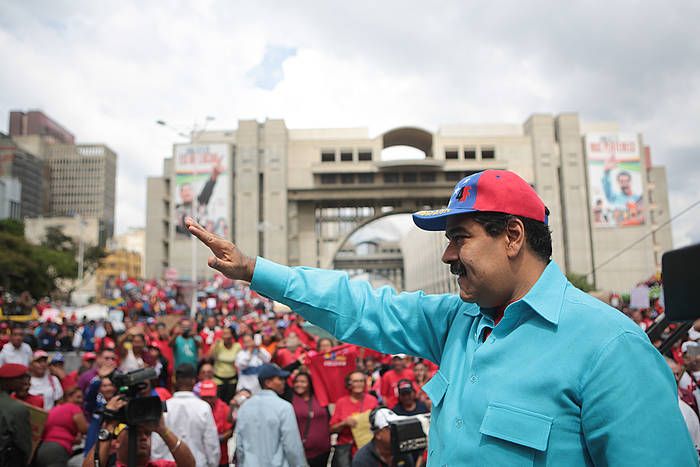 Nicolas Maduro presidentea larunbatean, Caracasen egindako kitaldi batean,. EFE