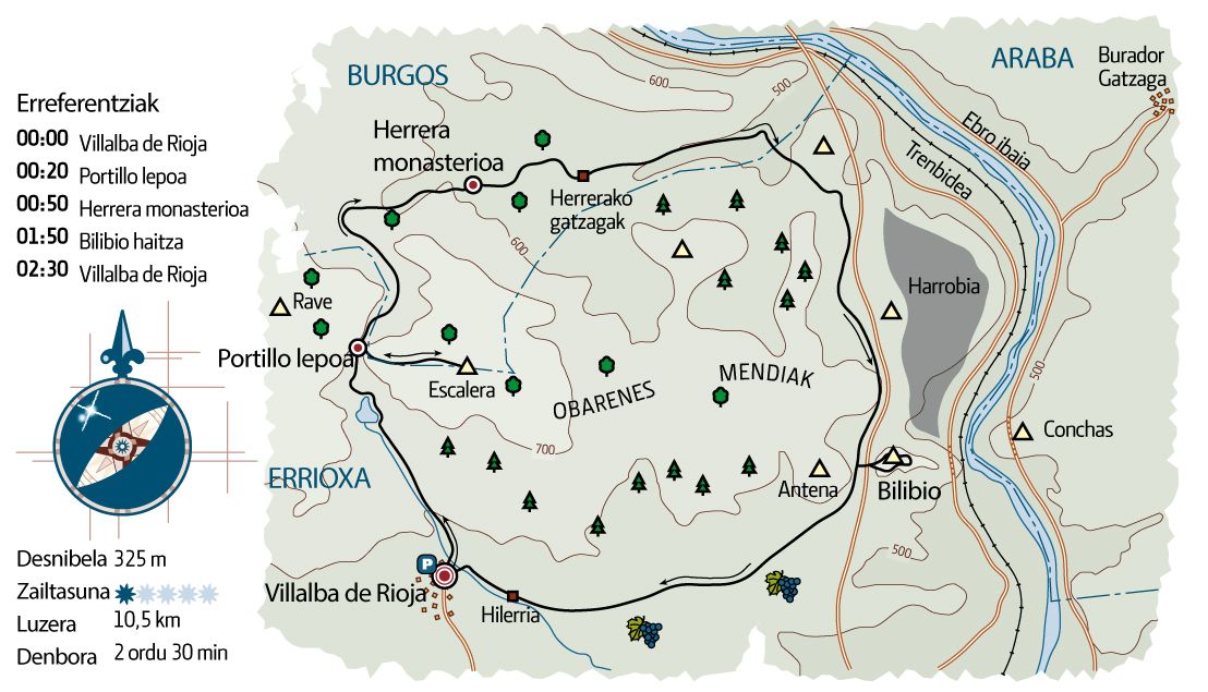 MENDIA. IBILBIDEAK. Bilibio haitza, Ebro gaineko jagole.