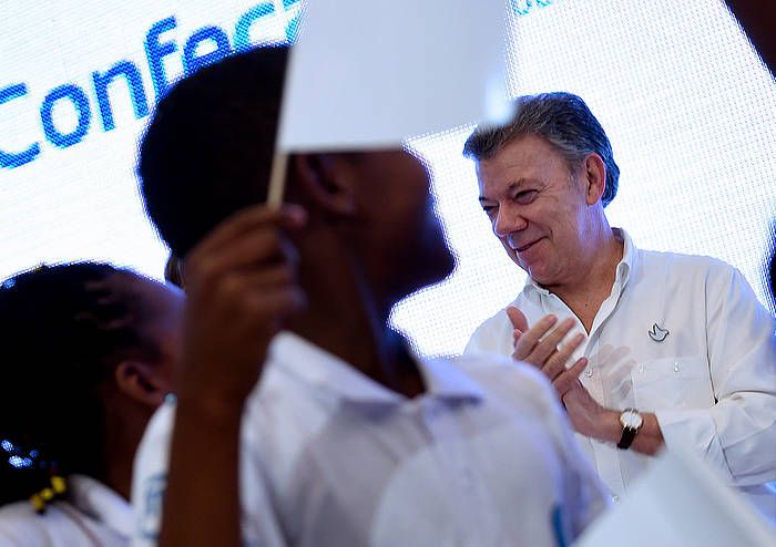 Juan Manuel Santos presidentea, Cartagenan. JUAN PABLO BELLO / EFE