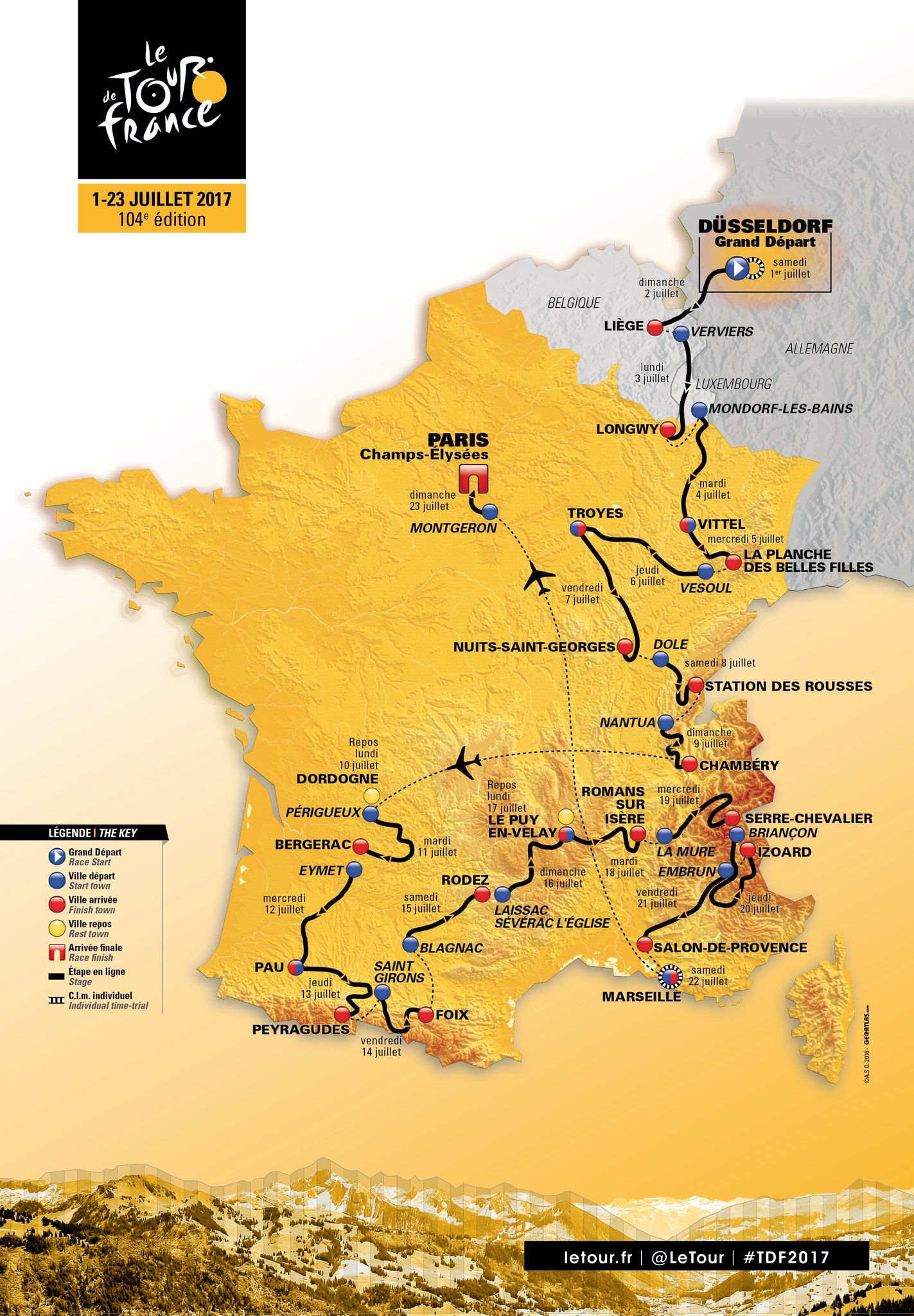 Tourrak egingo duen ibilbidea. @LETOUR