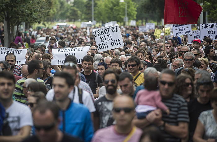 Ekainean, euskaraz bizitzeko eskubidearen aldeko manifestazioa egin zuen Kontseiluak Iruñean. JAGOBA MANTEROLA / ARGAZKI PRESS