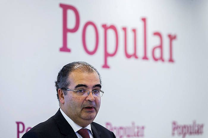 Banco Popularreko presidentea, Angel Ron, erakundearen emaitzak aurkezteko agerraldi batean. EMILIO NARANJO / EFE