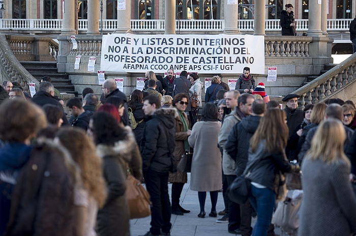 Hezkuntzako lan eskaintzaren aurkako protesta bat. Afapna zen deitzaileetako bat. IñIGO URIZ, ARP