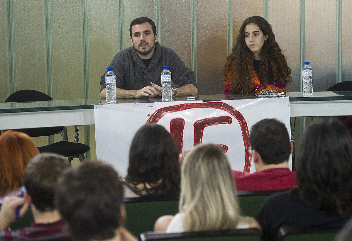 IUko diputatu Alberto Garzon, atzo, Leioan. LUIS JAUREGIALTZO / ARGAZKI PRESS.