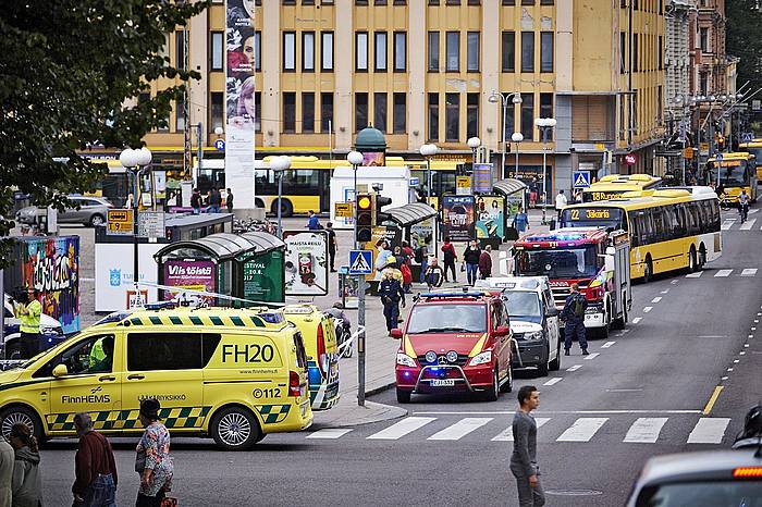 Puutori plaza, erasoa gertatu den lekua. ARI MATTI RUUSKA/TURUN SANOMAT