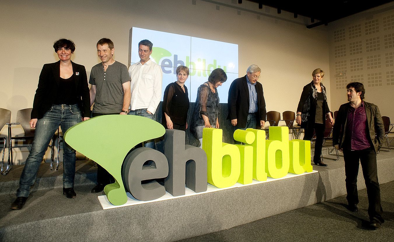 Euskal Herria Bilduren izena eta logotipoaren aurkezpena, joan den igandean, Donostian. JUAN CARLOS RUIZ / ARGAZKI PRESS.