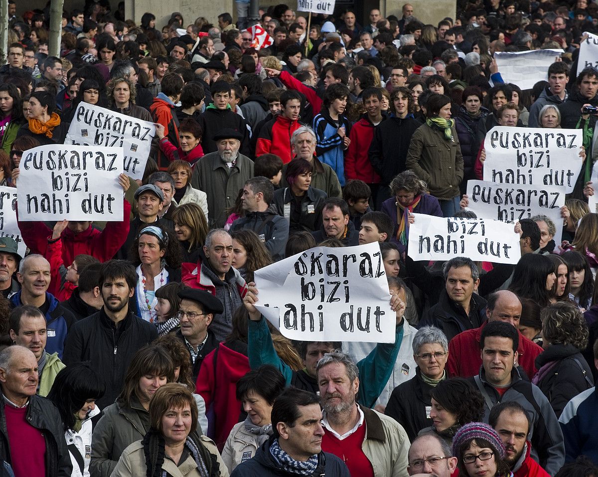 Nafarroan euskaraz bizitzearen aldeko manifestazio bat. LANDER FDEZ. ARROIABE / ARGAZKI PRESS.