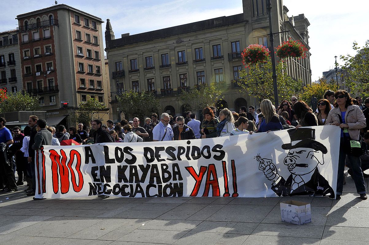 Kayabako langileen protesta, iaz. IDOIA ZABALETA / ARGAZKI PRESS.