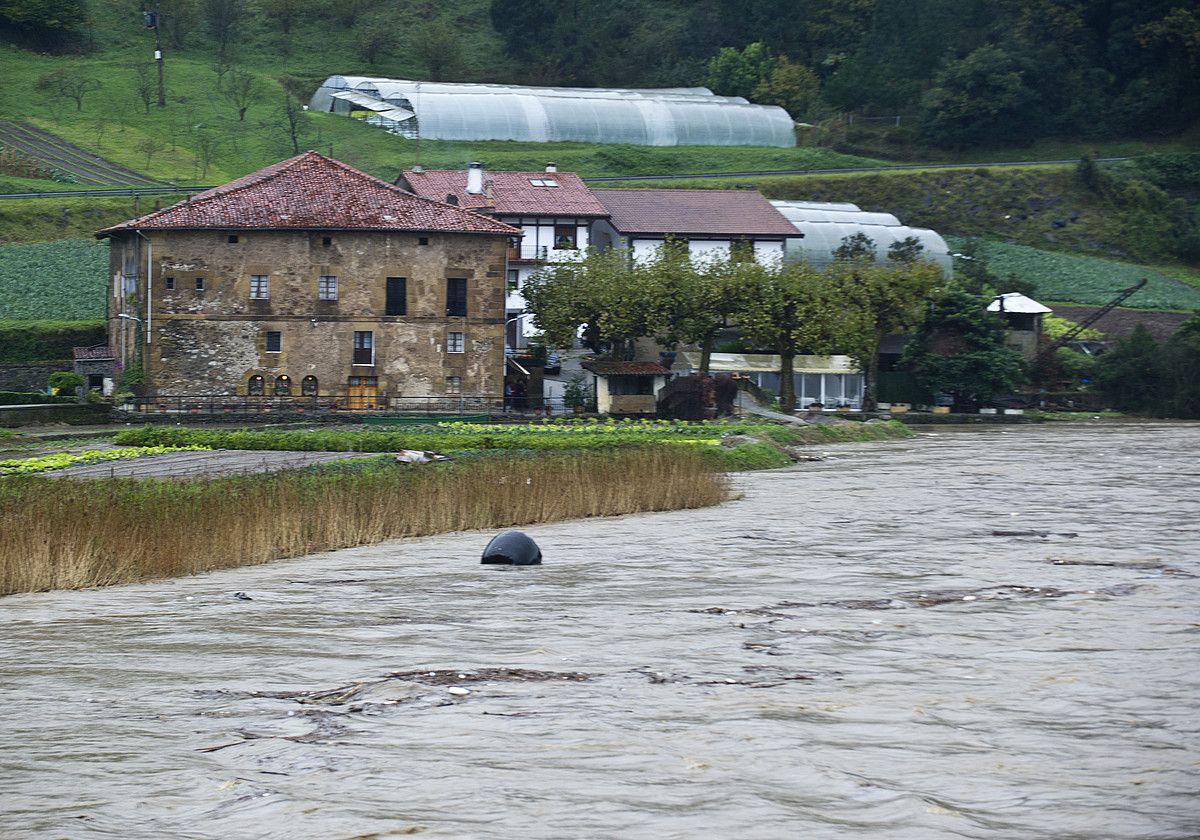 Urola ibaia, urak oso hazita eta zaborra pilatuta, iragan azaroan, Zumaia inguruan. GORKA RUBIO / ARGAZKI PRESS.