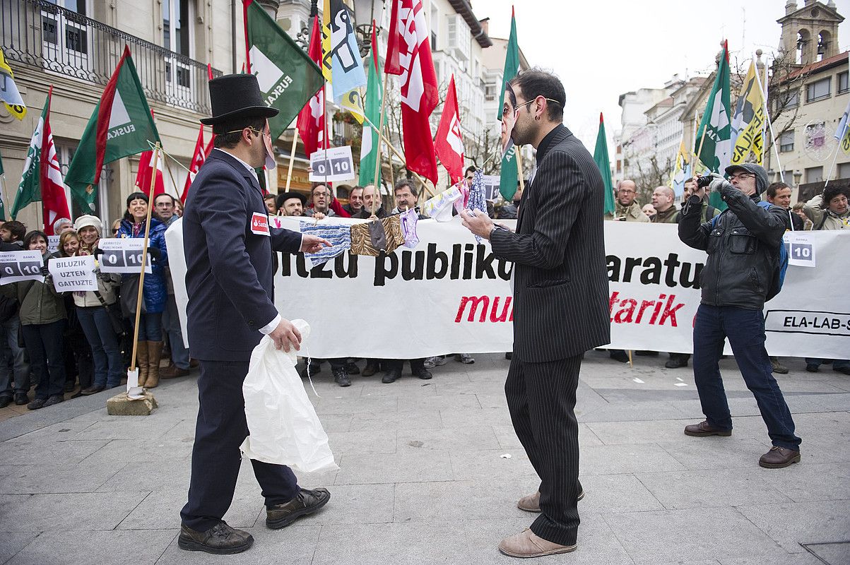 Sindikatuen protesta. JUANAN RUIZ / ARGAZKI PRESS.