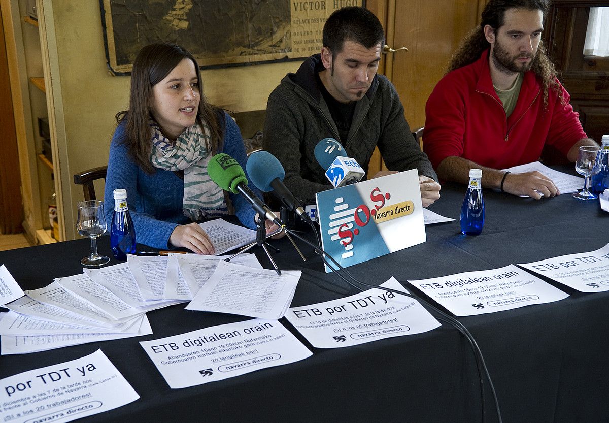 Navarra directo saioko langileek elkarretaratzera deitu dute biharko, Iruñean. JAGOBA MANTEROLA / ARGAZKI PRESS.