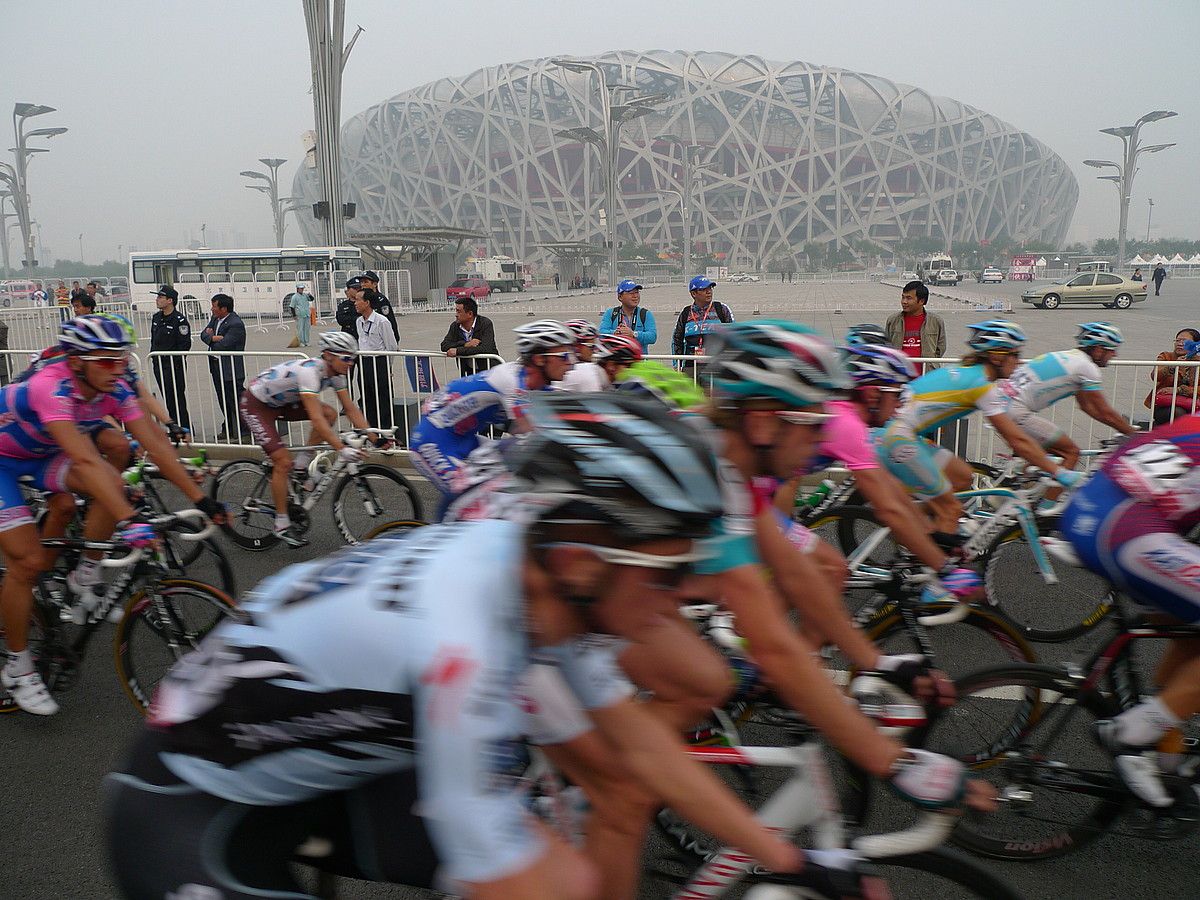Tropela, aurreko denboraldiko World Tourreko azken lasterketan, Pekingo Tourrean. BERRIA.