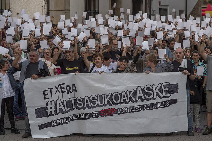 Altsasuko auzian espetxeratutako hiruren aldeko elkarretaratzea, urriaren 13an. JUANAN RUIZ / ARGAZKI PRESS