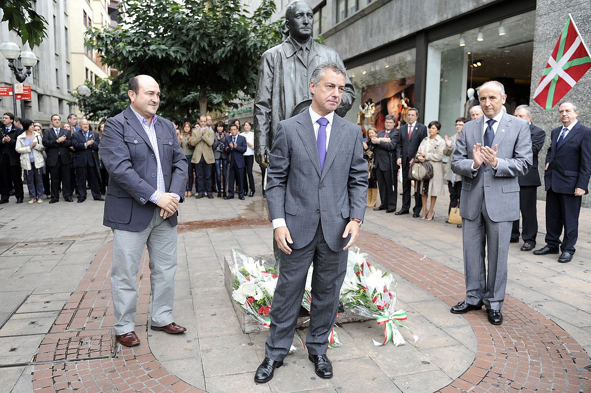 Iñigo Urkullu, EAJk Agirreri Bilbon egindako omenaldian. MARISOL RAMIREZ / ARP.