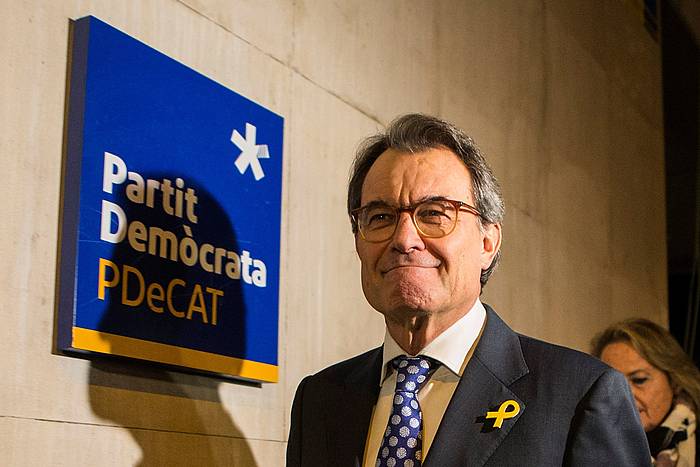 Artur Mas PDeCateko presidente ohia, kargua utzi zuela iragartzeko agerraldian, joan den asteartean, Bartzelonan. QUIQUE GARCIA, EFE