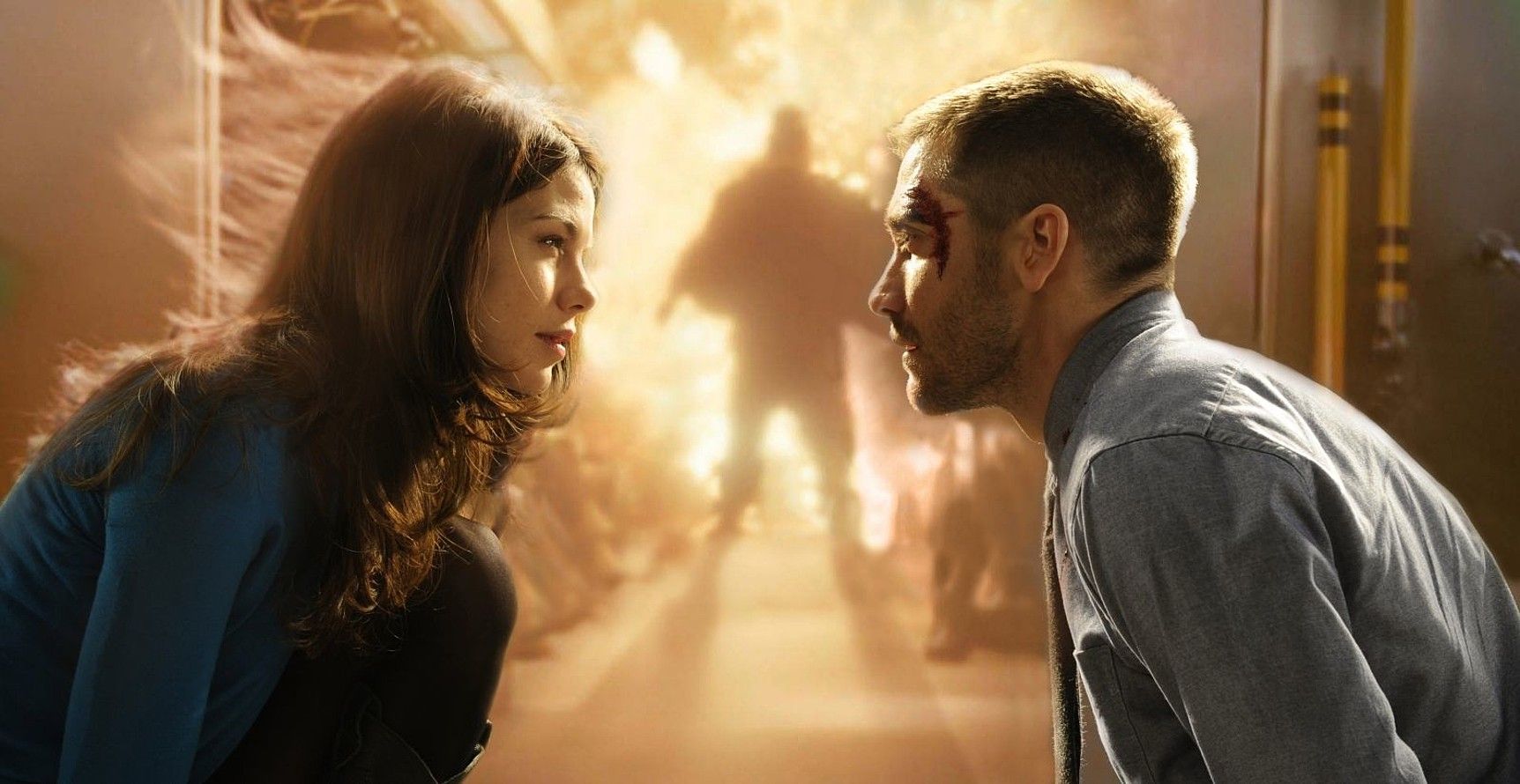 Michelle Monaghan (Christina) eta Jake Gyllenhaal (Colter Stevens), Source Code filmean. JONATHAN WENK.