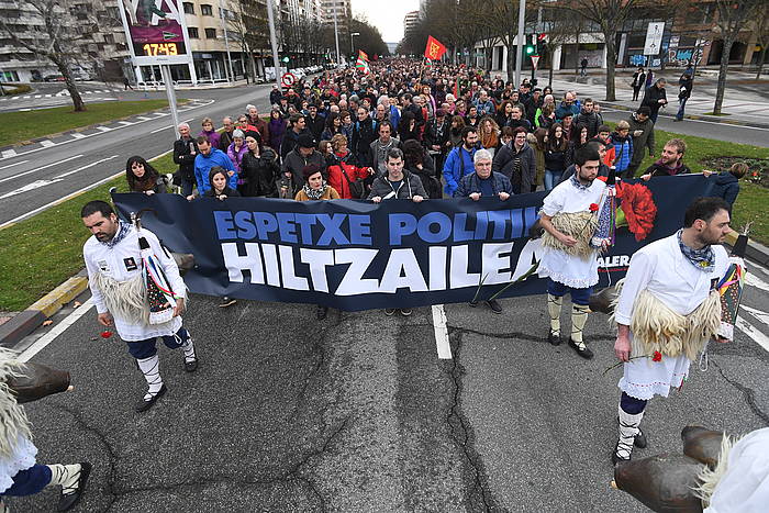 Xabier Reyren heriotza salatzeko manifestazioa, Iruñean. JON URBE, ARGAZKI PRESS