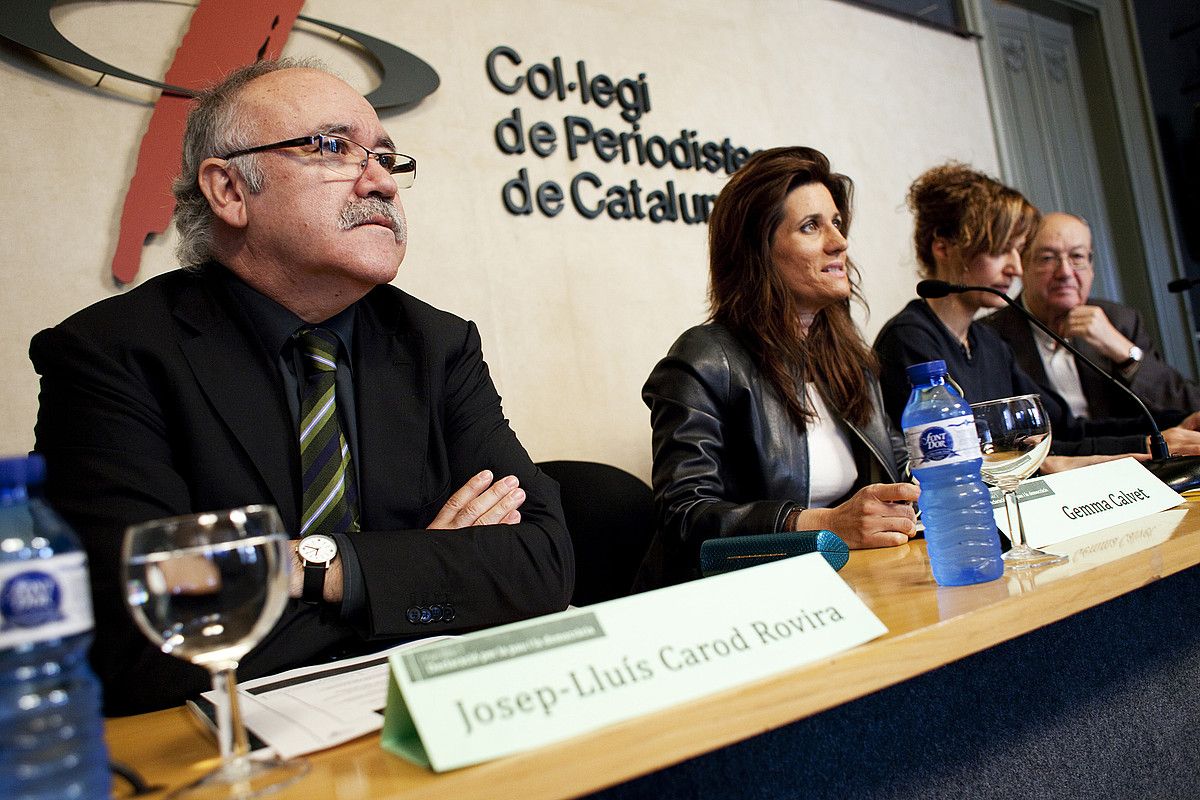 Josep-Luis Carod Rovira Kataluniako lehendakariorde ohia, Gemma Calvet abokatua, Silvia Bel aktorea eta August Gil Matamala jurista. ORIOL CLAVERA.