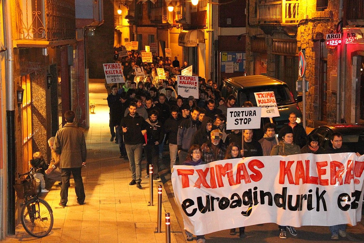 Gesalaga aska zezaten eskatzeko urtarrilean Zarautzen egindako manifestazio bat. BERRIA.