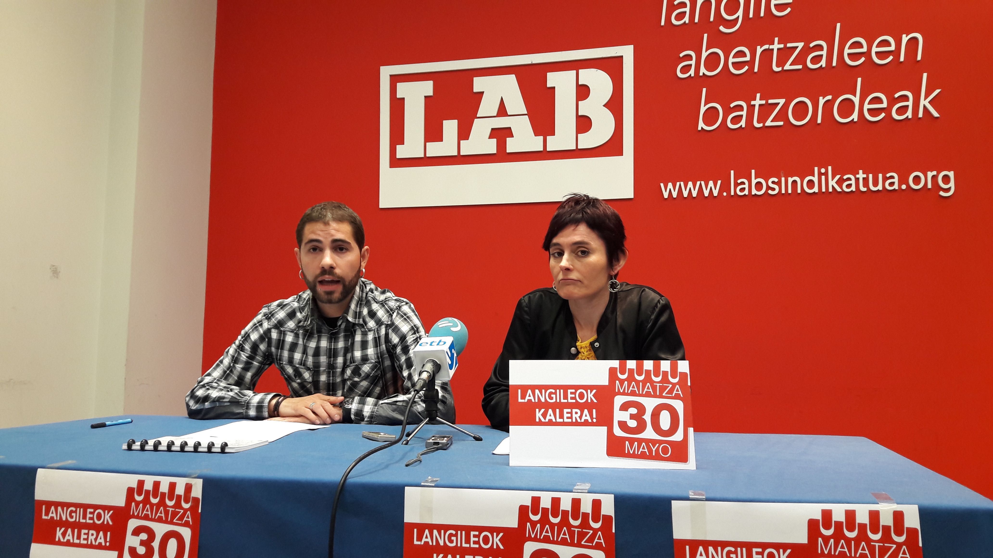 Imanol Karrera eta Garbiñe Aranburu, gaur. LAB SINDIKATUA