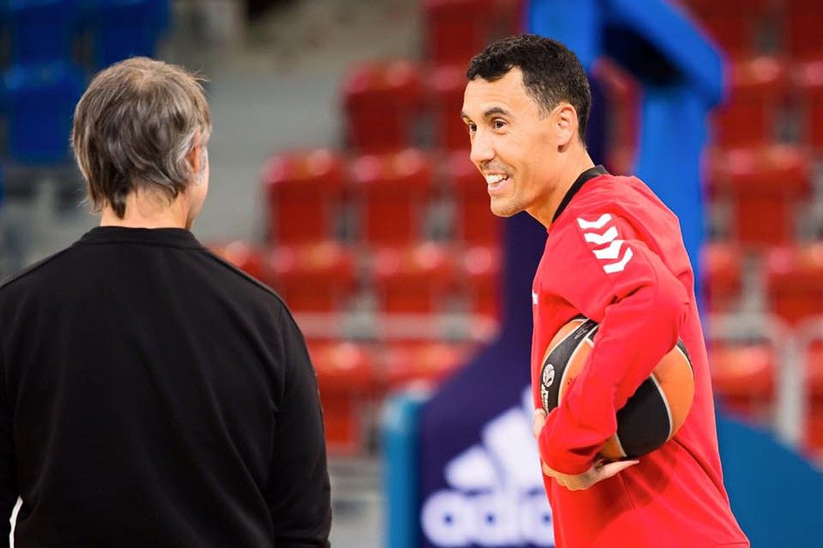 Pablo Prigino, atzo, Buesa Arenan egindako entrenamenduan. BASKONIA.