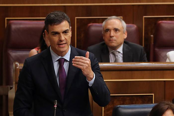 Pedro Sanchez, Espainiako Diputatuen Kongresuan,gaur. BALLESTEROS (EFE)