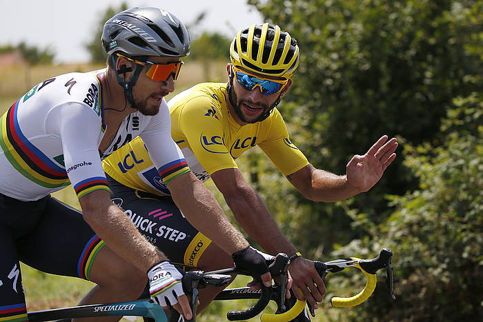 Sagan eta Gaviria, gaur, etaparen hasieran. SEBASTIEN NOGIER, EFE