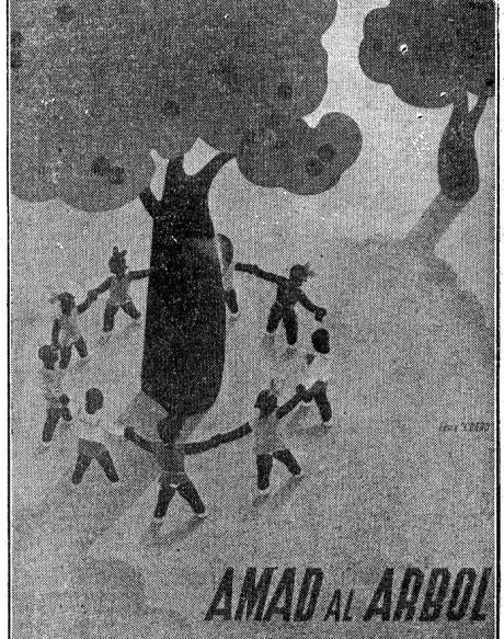 Zuhaitzaren Kofradiak 1934an antolatutako zuhaitzen inguruko ilustrazio lehiaketako irudi bat. JOSE ESPERT CLIMENT