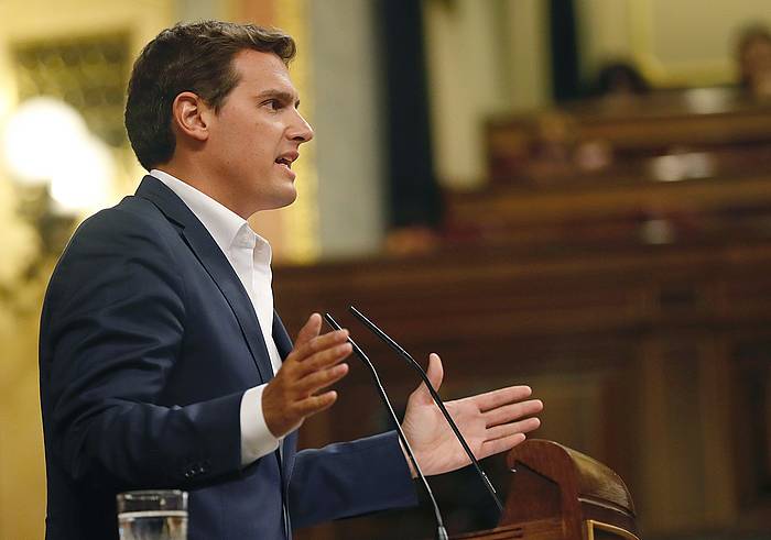 Albert Rivera Ciudadanoseko presidntea, gaur, Espainiako Kongresuan. J.P. GANDUL, EFE