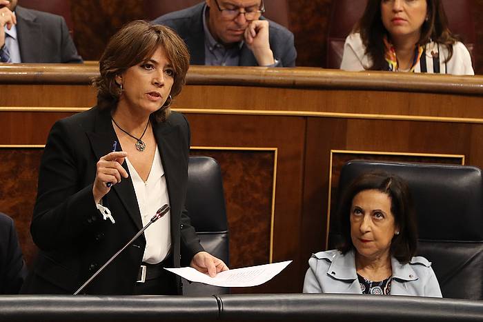 Dolores Delgado Espainiako Justizia ministroa, gaur, Espainiako Kongresuko kontrol saioan. BALLESTEROS, EFE