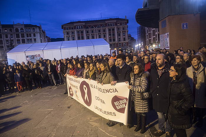 Eraso matxista bat salatzeko elkarretaratzea, Barakaldon, urtarrilaren 2an. MONIKA DEL VALLE, FOKU