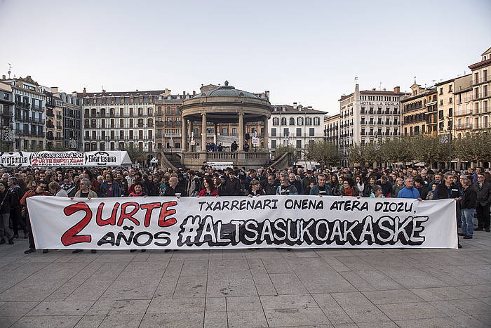 Elkarretaratzea Gaztelu plazan. GORKA RUBIO / FOKU